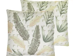 Cheap Beliani Beige Koristetyyny Vihrea Lehtikuvio 45 X 45 Cm 2 Kpl Rhapis