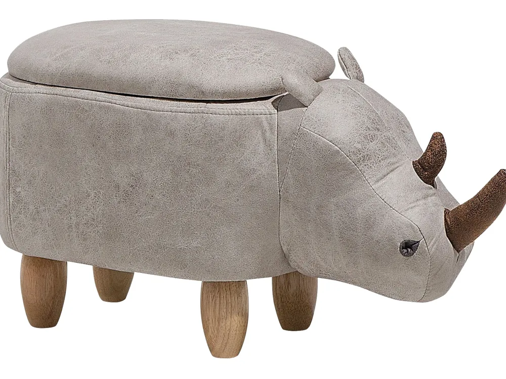 Best Beliani Elainjakkara Keinonahka Säilytystila Vaaleanharmaa 60 X 32 Cm Rhino
