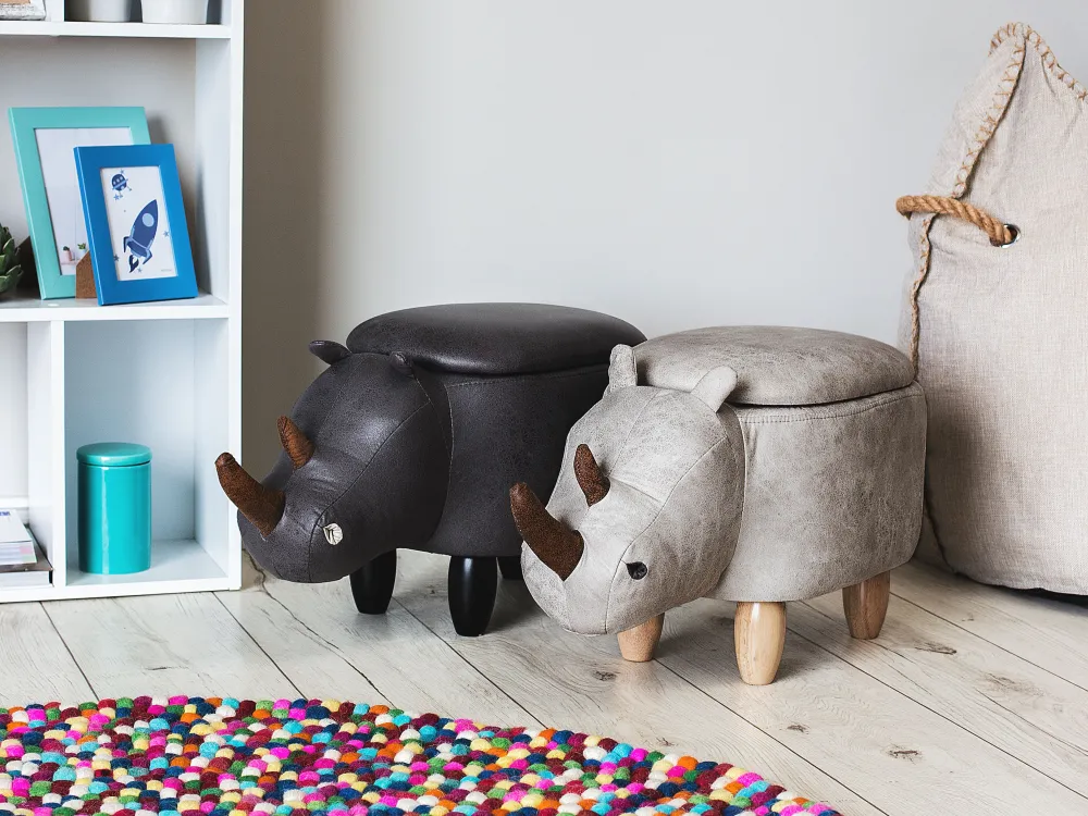 Best Beliani Elainjakkara Keinonahka Säilytystila Vaaleanharmaa 60 X 32 Cm Rhino