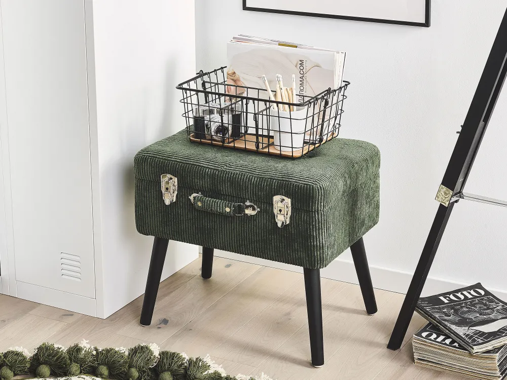 Fashion Beliani Jakkara Vakosametti Säilytystila Tummanvihrea 52 X 36 Cm Mallard