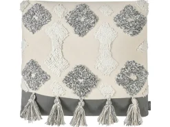 Best Sale Beliani Koristetyyny Puuvilla Beige/Harmaa Tuftattu 45 X 45 Cm Alocasia