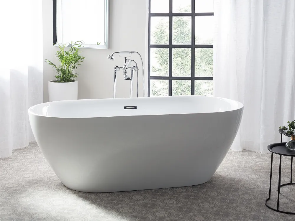 Shop Beliani Kylpyamme Vapaasti Seisova Valkoinen 180 X 80 Cm Carrera