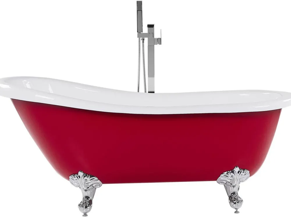 Sale Beliani Kylpyamme Vapaasti Seisova Punainen 153 X 77 Cm Cayman