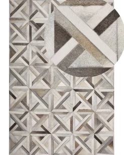 Cheap Beliani Matto Lehmannahka Beige/Ruskea 140 X 200 Cm Taytan