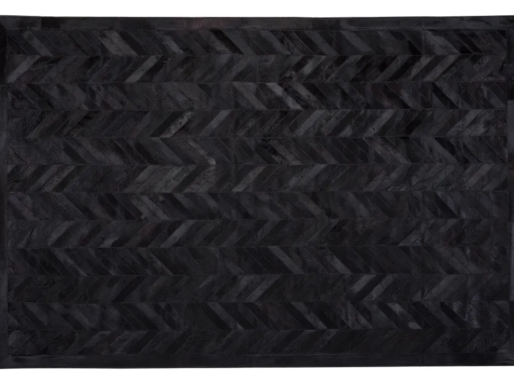 Shop Beliani Matto Lehmannahka Musta 160 X 230 Cm Belevi
