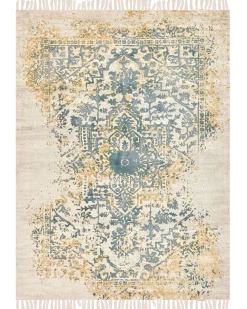 Store Beliani Matto Viskoosi Keltainen/Tummanvihrea 160 X 230 Cm Boyali