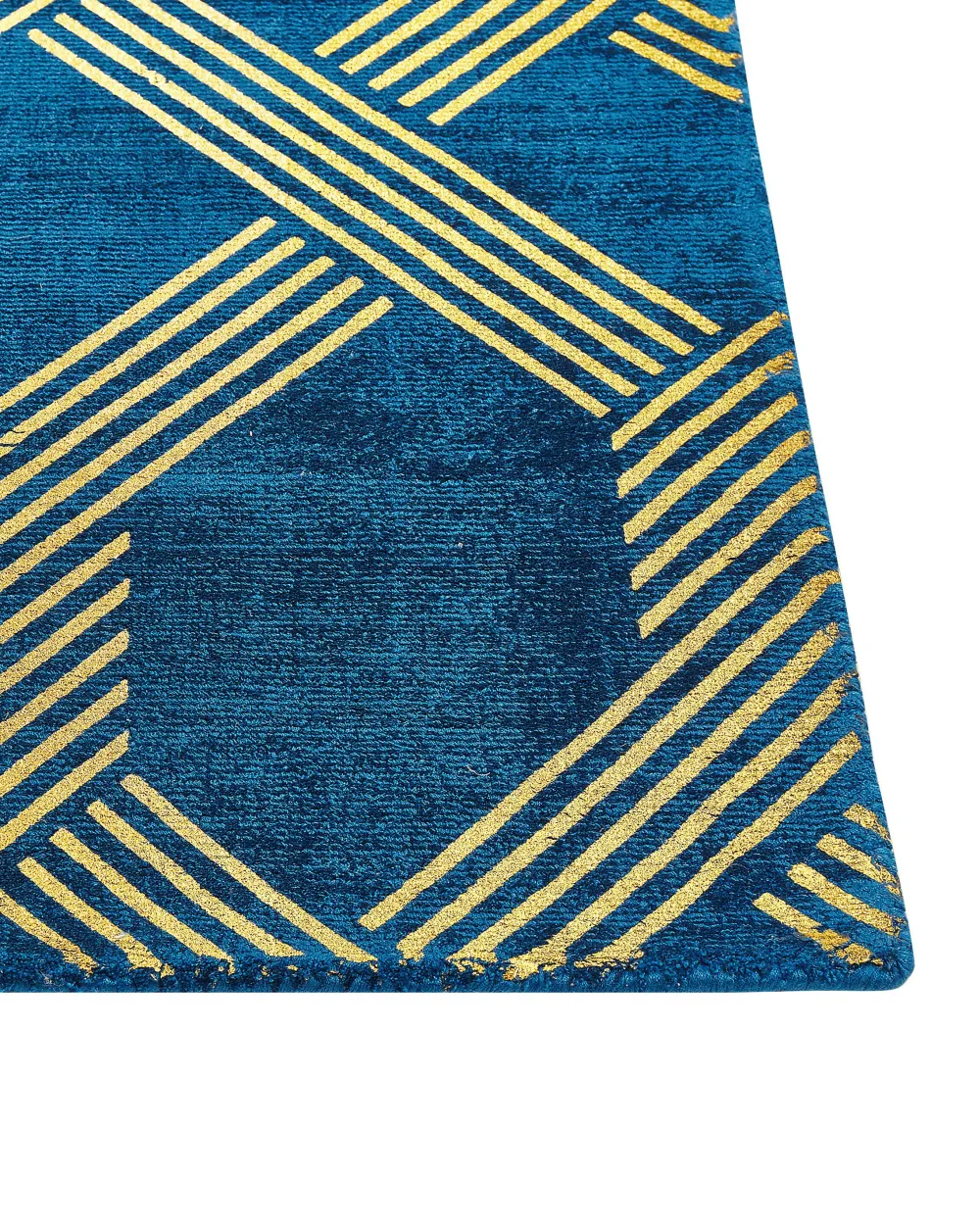 Store Beliani Matto Viskoosi Sininen/Kulta 160 X 230 Cm Vekse