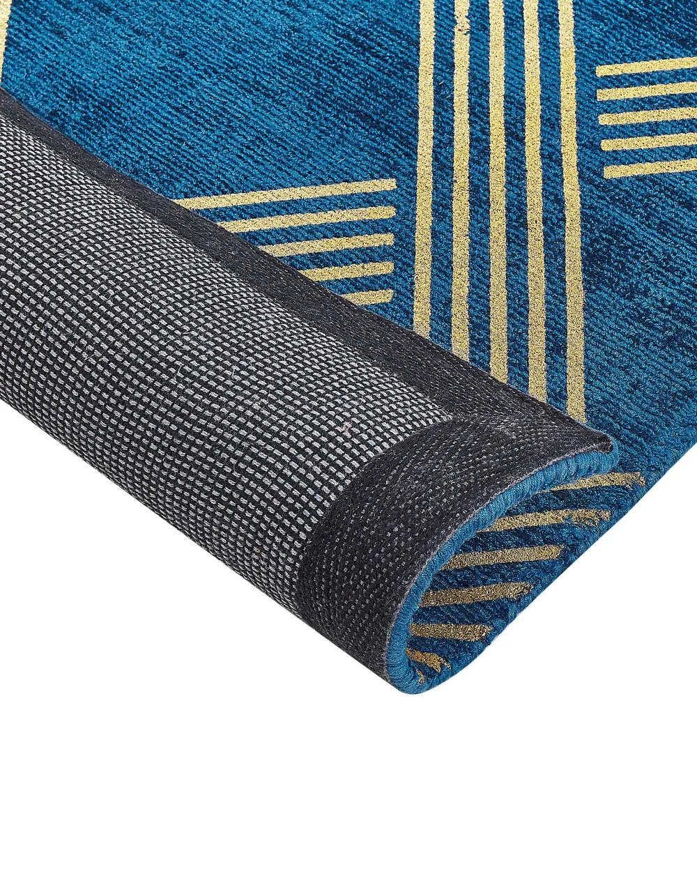 Store Beliani Matto Viskoosi Sininen/Kulta 160 X 230 Cm Vekse