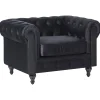 Nojatuolit<Beliani Musta Samettiverhoiltu Nojatuoli Chesterfield