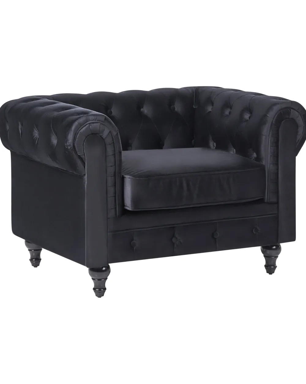 Nojatuolit<Beliani Musta Samettiverhoiltu Nojatuoli Chesterfield