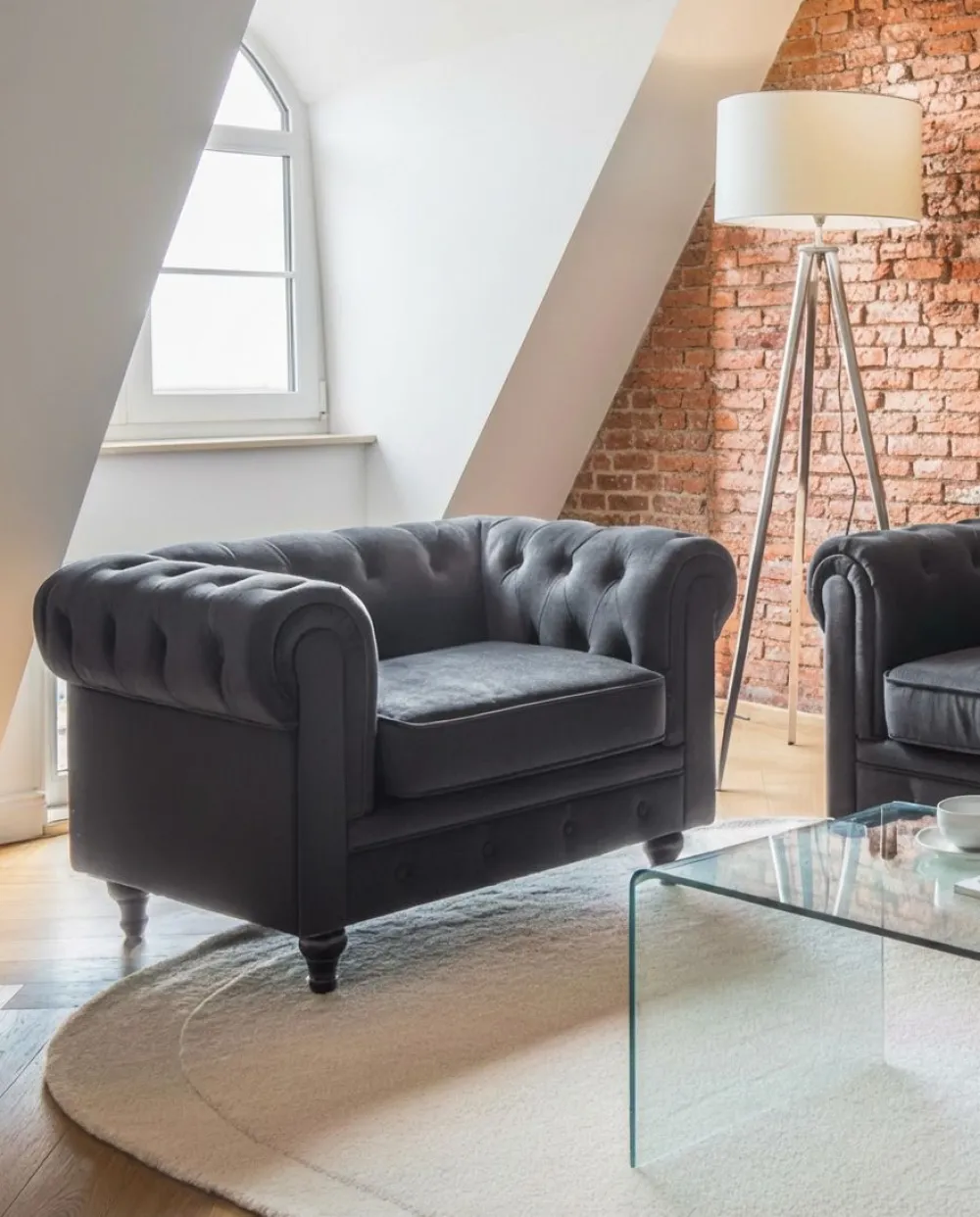 Nojatuolit<Beliani Musta Samettiverhoiltu Nojatuoli Chesterfield
