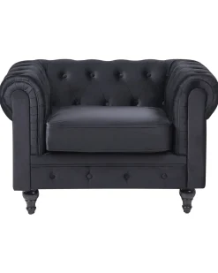 Nojatuolit<Beliani Musta Samettiverhoiltu Nojatuoli Chesterfield