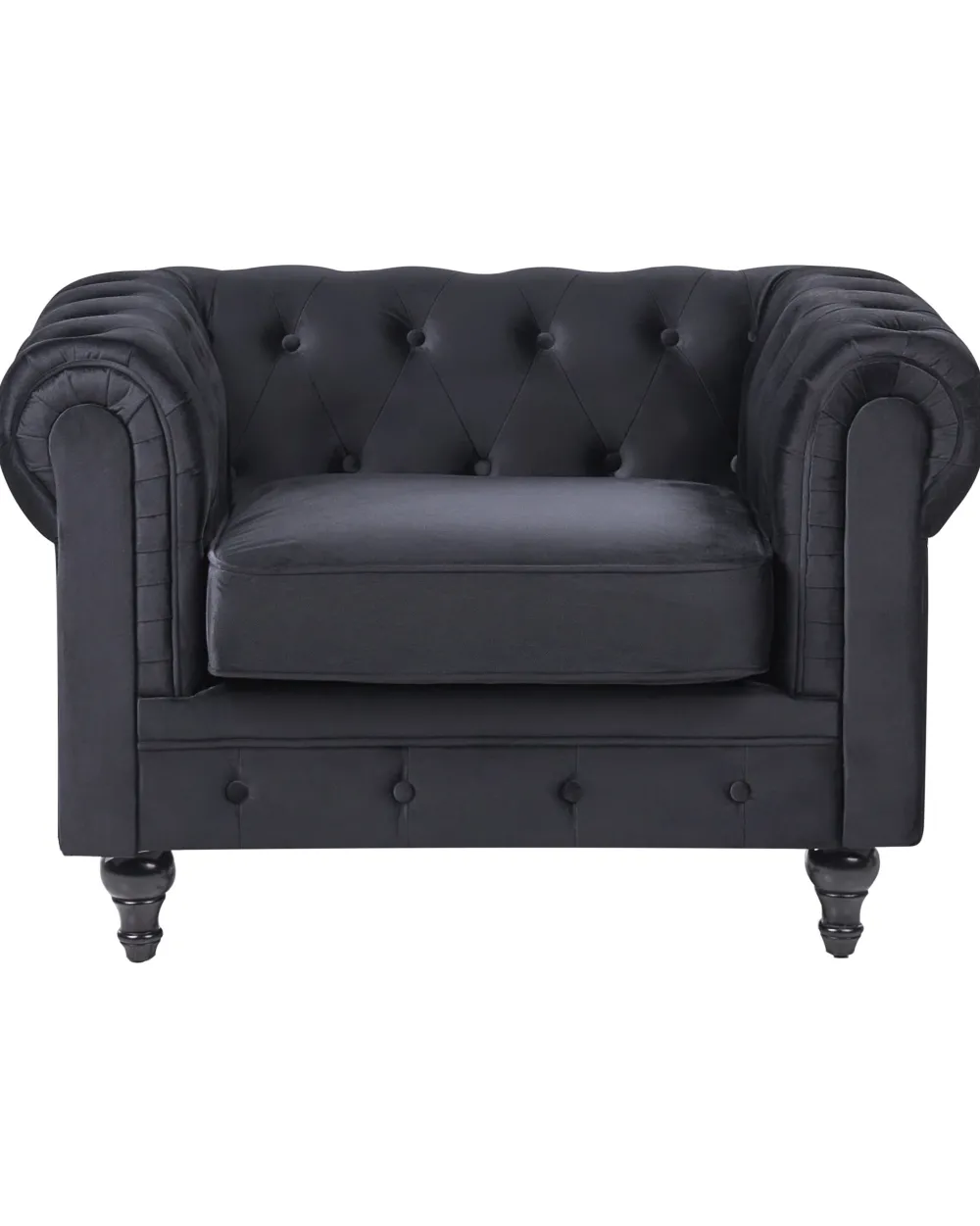 Nojatuolit<Beliani Musta Samettiverhoiltu Nojatuoli Chesterfield