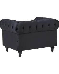 Nojatuolit<Beliani Musta Samettiverhoiltu Nojatuoli Chesterfield