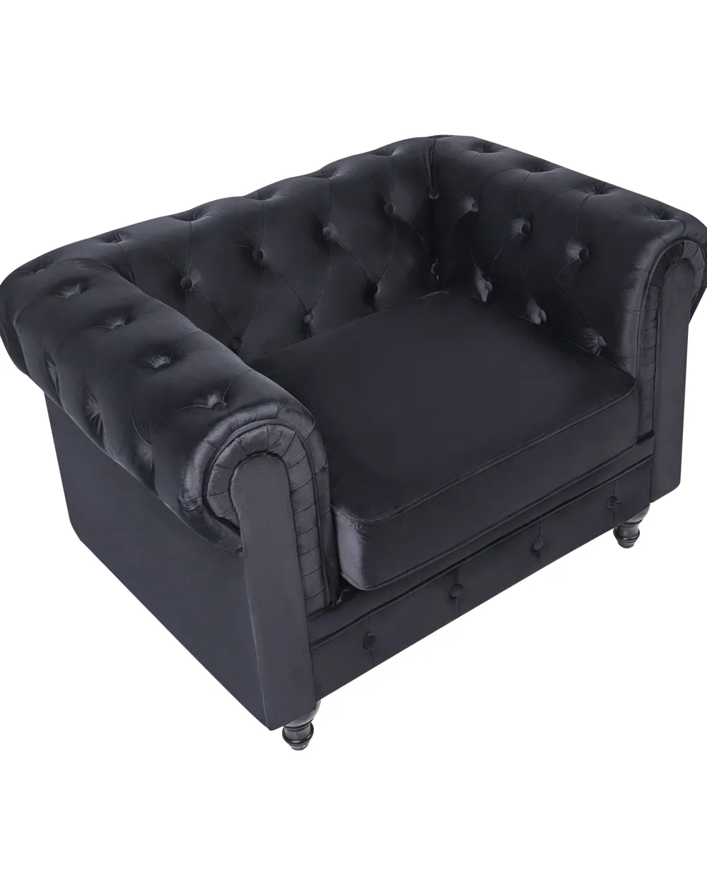 Nojatuolit<Beliani Musta Samettiverhoiltu Nojatuoli Chesterfield