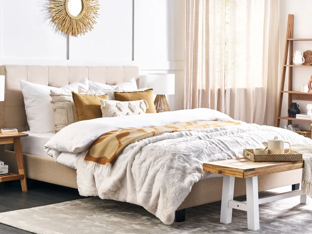 Best Beliani Parisanky Kangas Beige 180 X 200 Cm La Rochelle
