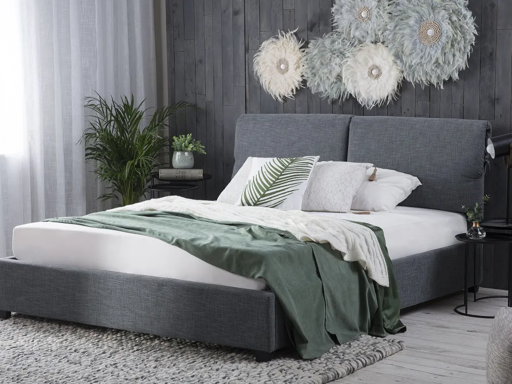 Best Sale Beliani Parisanky Kangas Tummanharmaa 180 X 200 Cm Belfort
