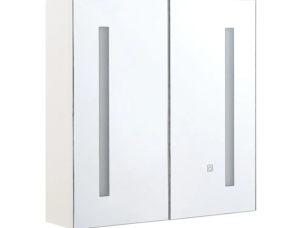 Store Beliani Peilikaappi Led-Valo Valkoinen 60 X 60 Cm Chabunco
