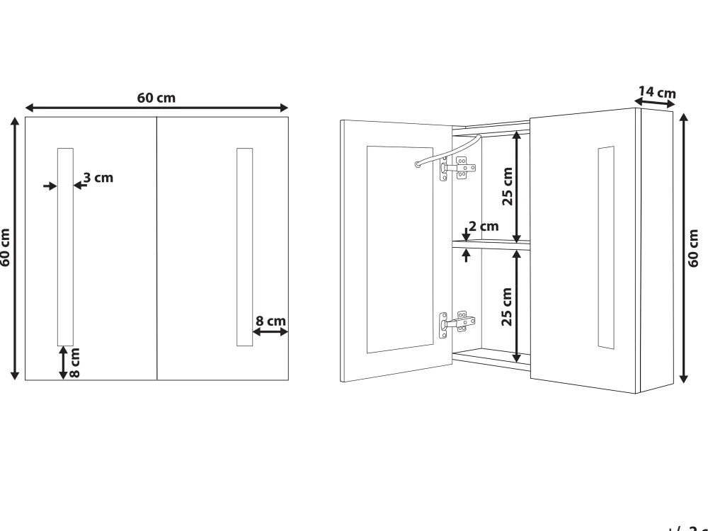 Store Beliani Peilikaappi Led-Valo Valkoinen 60 X 60 Cm Chabunco