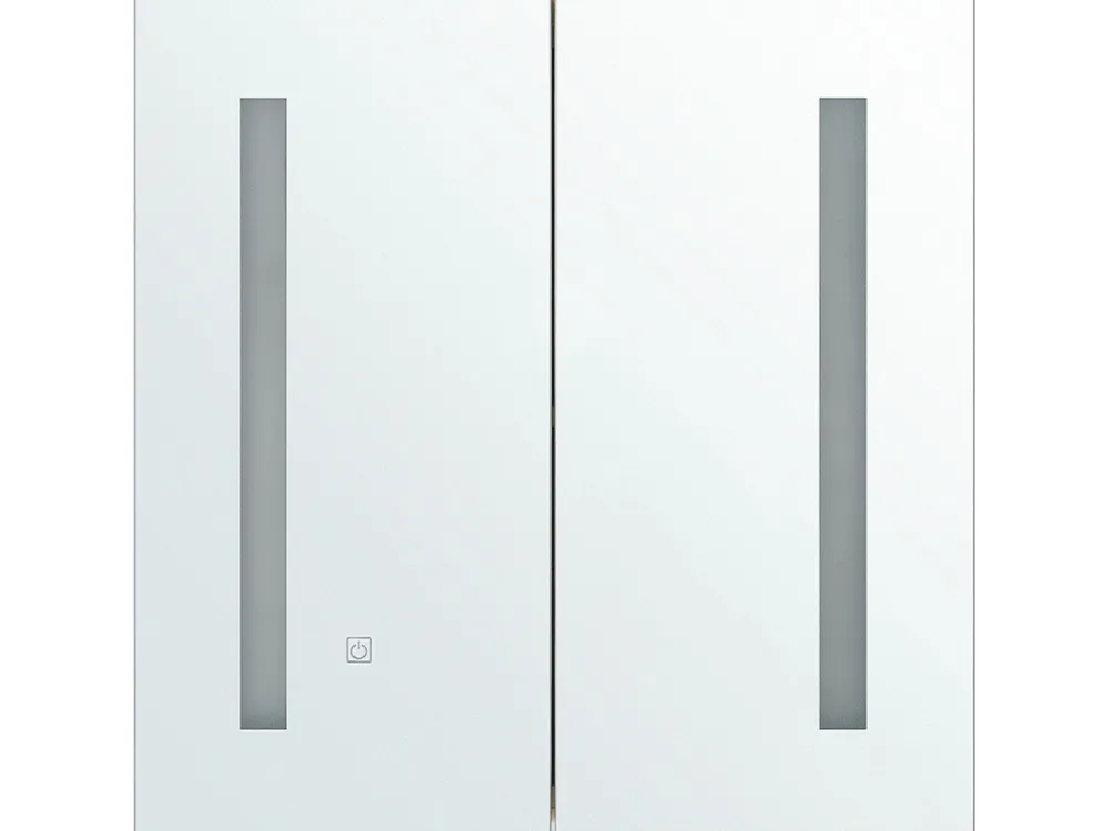 Store Beliani Peilikaappi Led-Valo Valkoinen 60 X 60 Cm Chabunco