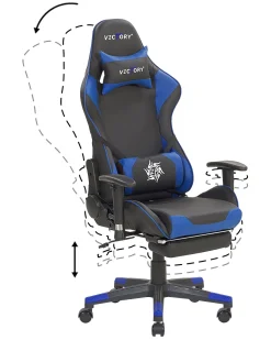 Shop Beliani Pelituoli Keinonahka Musta/Sininen Victory