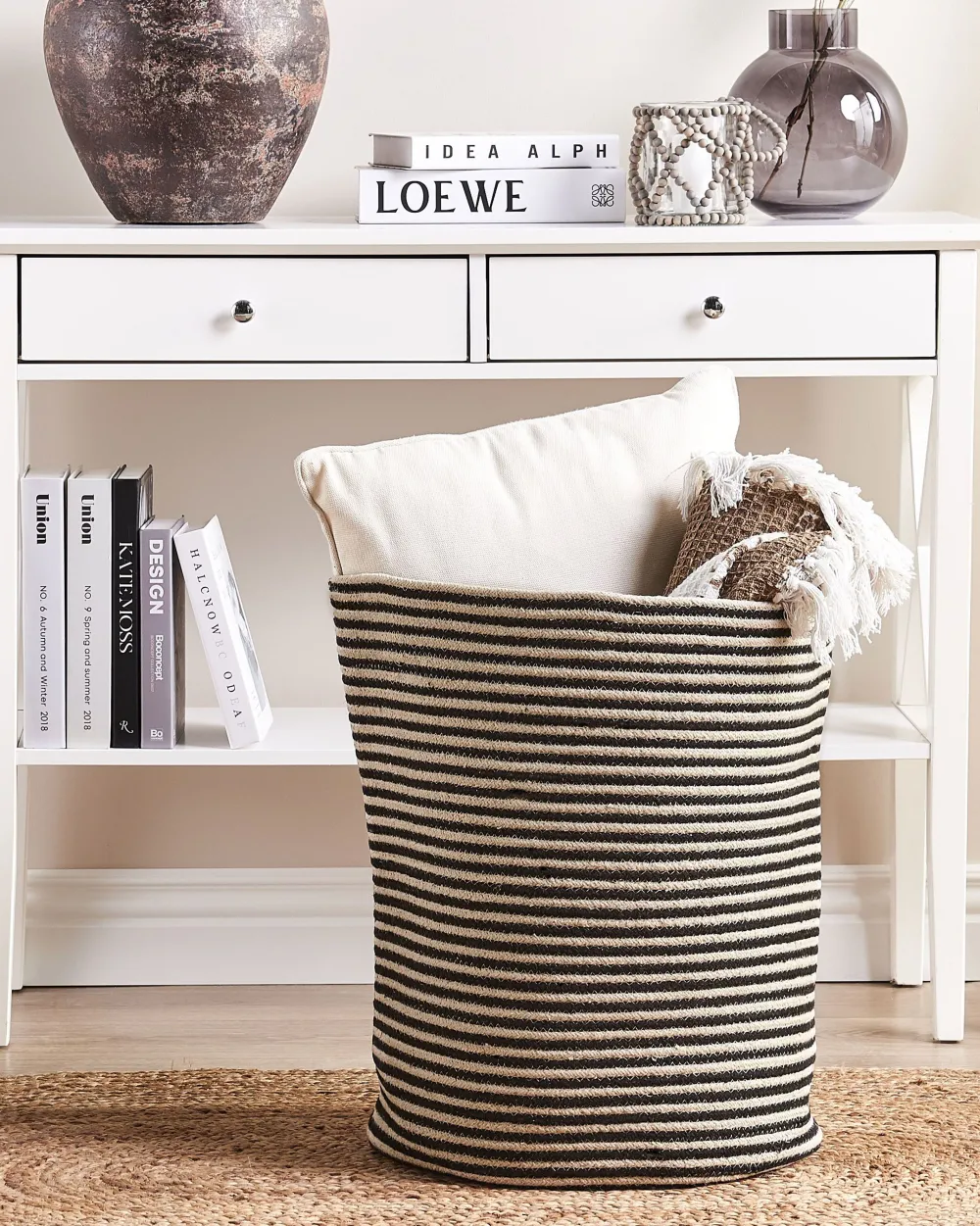 Best Beliani Puuvillakori Beige/Musta 41 Cm Yerkoy
