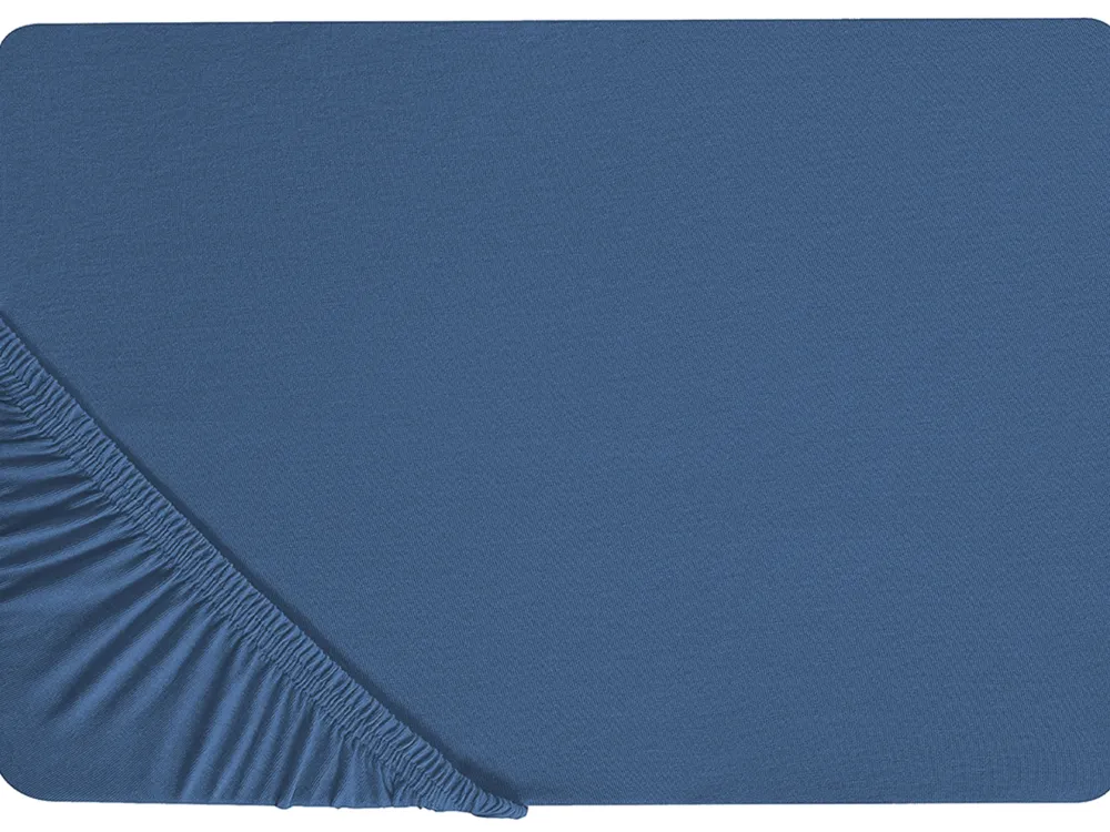 Best Sale Beliani Puuvillalakana Muotoonommeltu Laivastonsininen 200 X 200 Cm Janbu