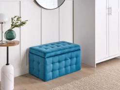 Cheap Beliani Rahi Sametti Säilytystila Tummansininen 72 X 42 Cm Michigan