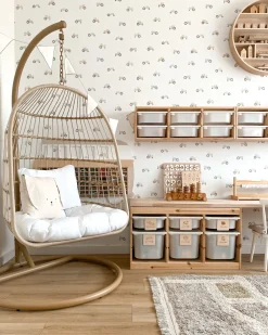 Discount Beliani Riipputuoli Jalustalla Polyrottinki Beige Allera
