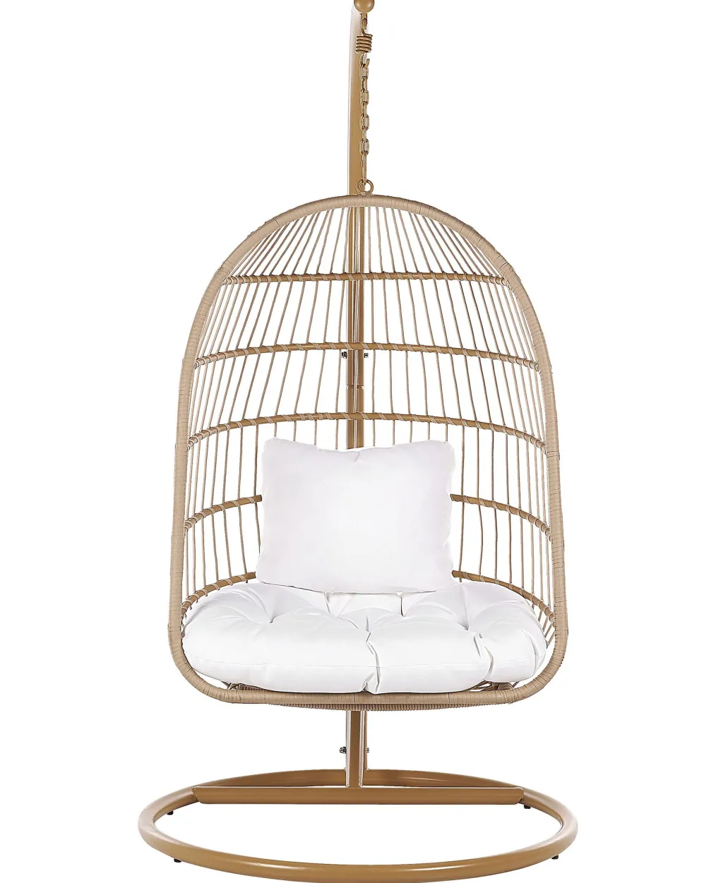 Discount Beliani Riipputuoli Jalustalla Polyrottinki Beige Allera