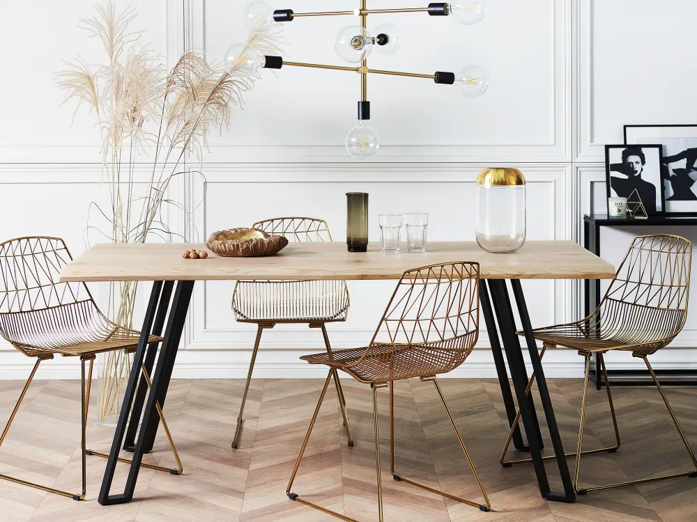 Cheap Beliani Ruokapoyta Vaalea Puu/Musta 180 X 90 Cm Graham