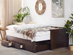 Cheap Beliani Sohvasanky Levitettava Säilytystila Tummanruskea 90/180 X 200 Cm Cahors