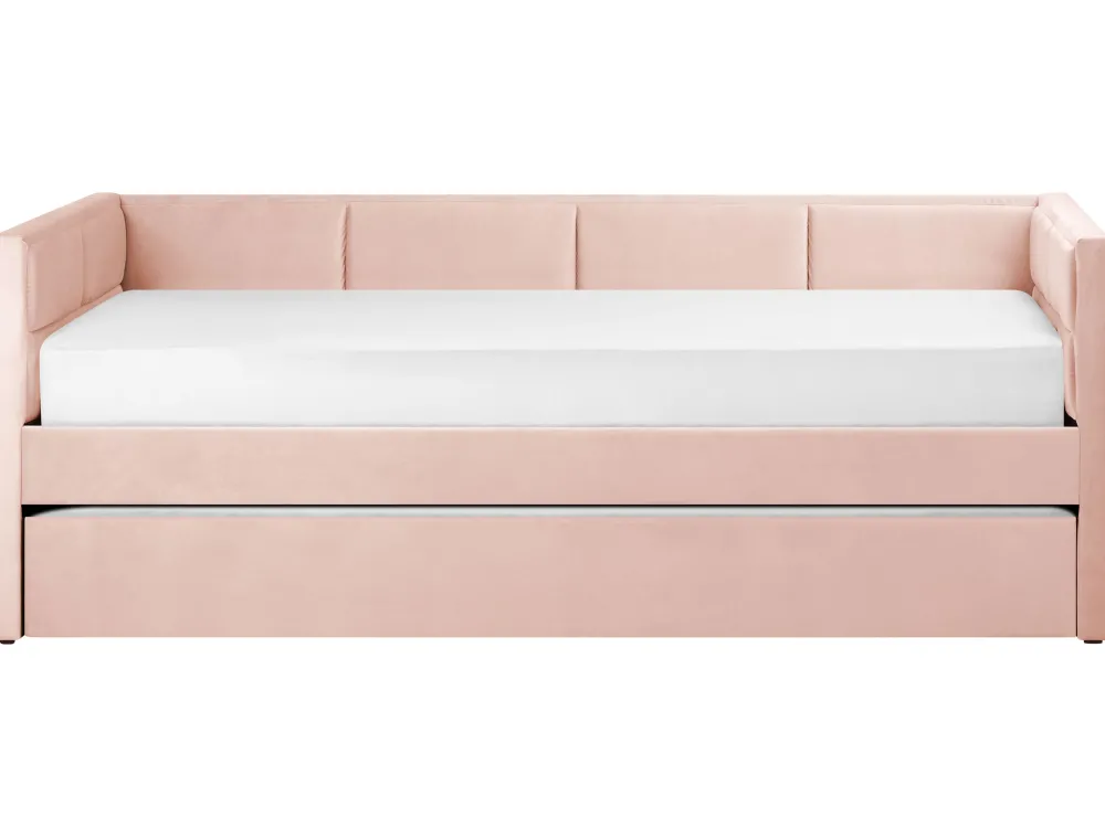 Store Beliani Sohvasanky Sametti Lisavuode Pastellipinkki 90 X 200 Cm Chavonne