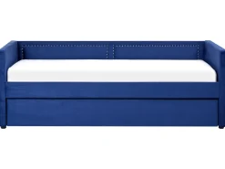 Cheap Beliani Sohvasanky Vakosametti Lisavuode Laivastonsininen 90 X 200 Cm Mimizan