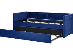 Cheap Beliani Sohvasanky Vakosametti Lisavuode Laivastonsininen 90 X 200 Cm Mimizan