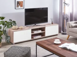 Säilytys<Beliani Tv-Taso 2 Kaappia 2 Hyllya Vaalea Puu/Valkoinen Lincoln