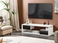 Best Sale Beliani Tv-Taso 2 Laatikkoa Hylly Valkoinen/Musta Spokan