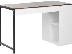 Sale Beliani Tyopoyta 5 Hyllya Tumma Puu/Valkoinen 120 X 60 Cm Dese
