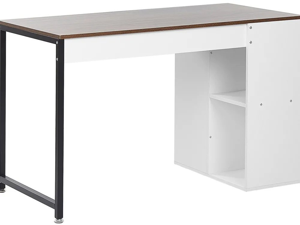 Sale Beliani Tyopoyta 5 Hyllya Tumma Puu/Valkoinen 120 X 60 Cm Dese