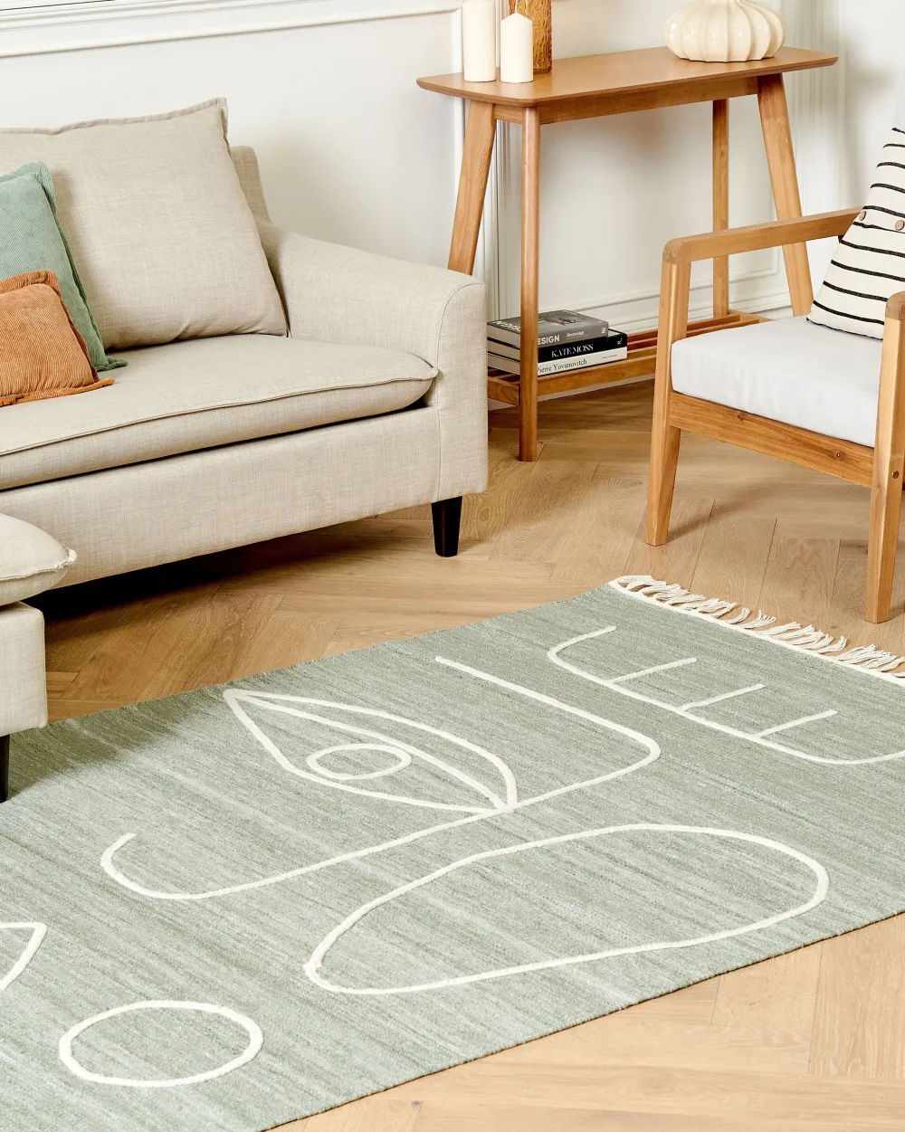 Store Beliani Ulkomatto Kangas Vaaleanvihrea 140 X 200 Cm Yavu