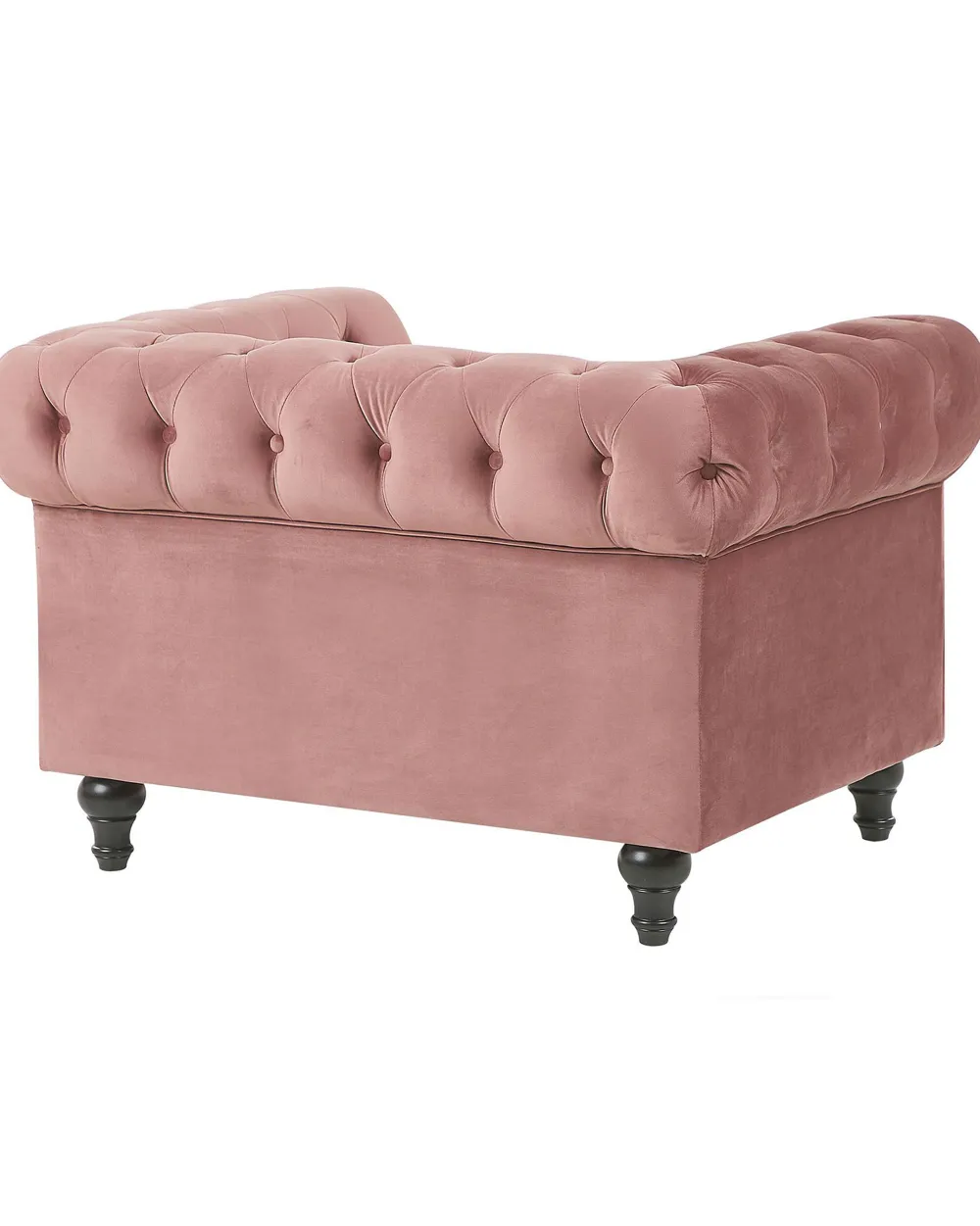 Store Beliani Vaaleanpunainen Samettiverhoiltu Nojatuoli Chesterfield